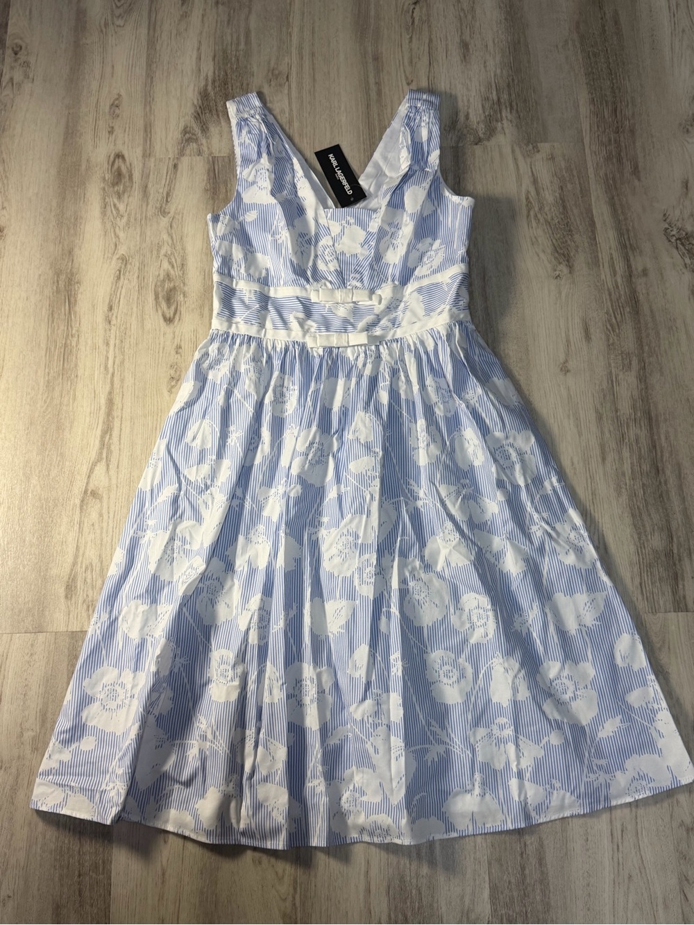 Karl Lagerfeld Light Blue & White Floral Midi Dress